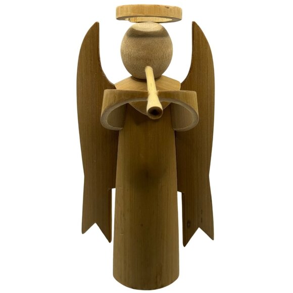 VTG Bamboo Handmade 5 Angels Playing Instruments Guitar Pipes Flute Violin Drum - Picture 13 of 16